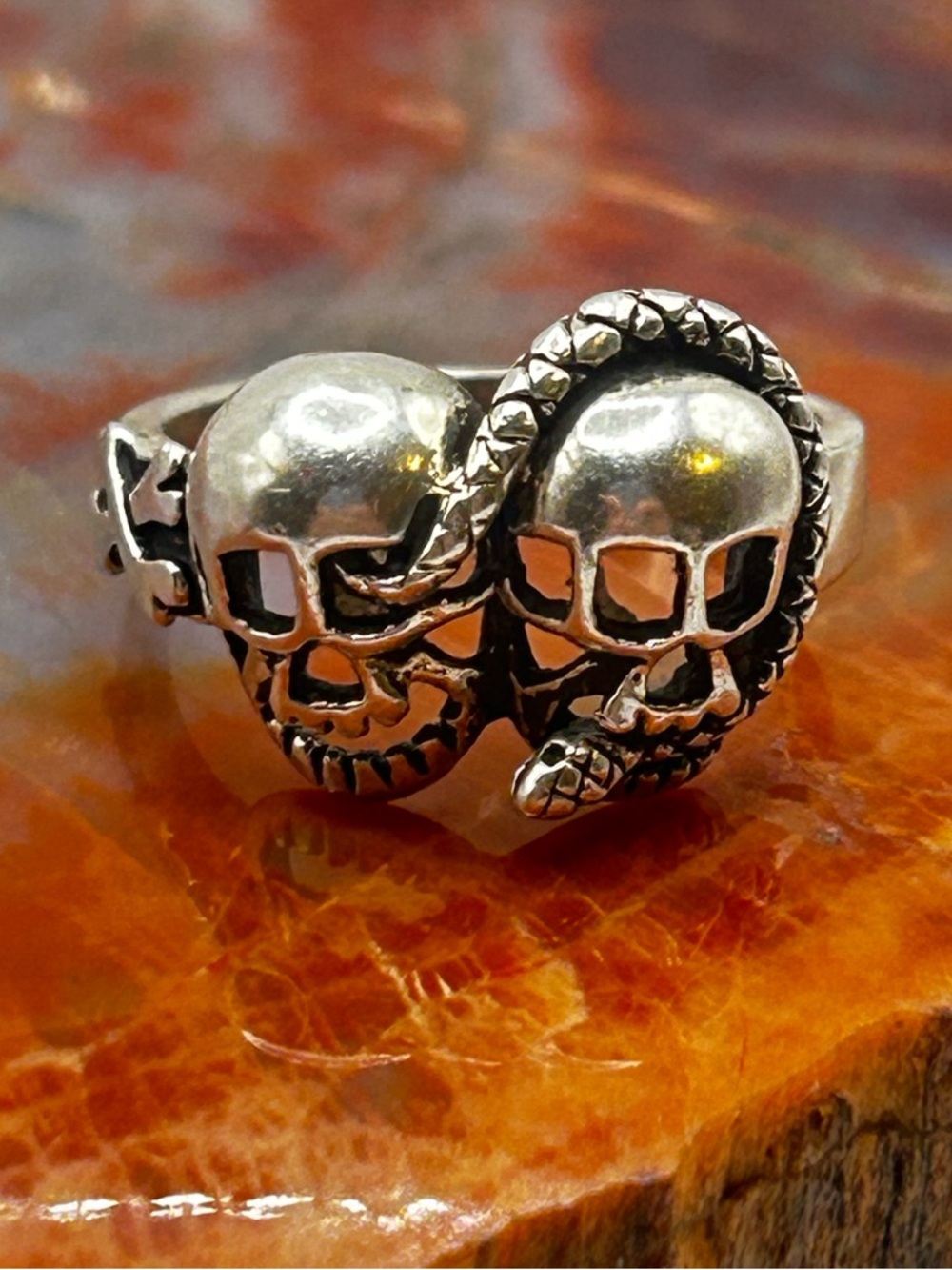 Sterling Silver Skull Ring - Size 8